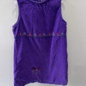 Vintage Purple McKids Zip-Up corduroy dress with embrodiered flowers